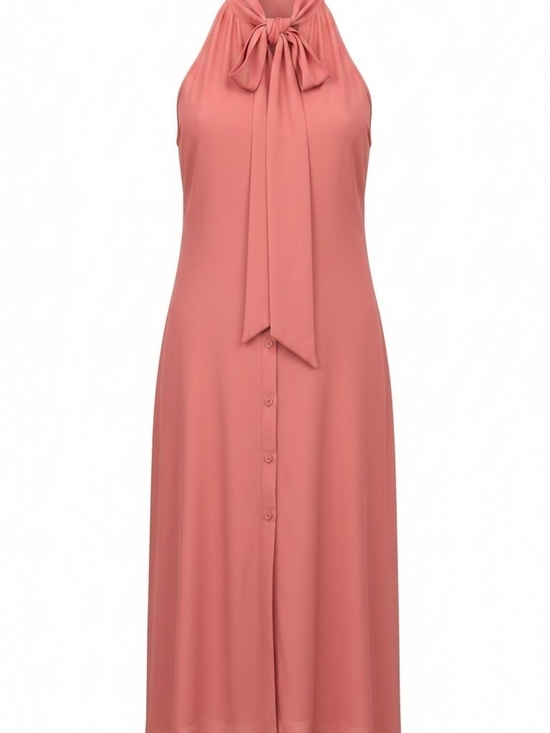 New York & Company Dresses & Skirts - New York & Company Coral Pink Tie-Neck Maxi Slip Dress